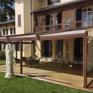 Asgard pergola with retractable glass enclosure